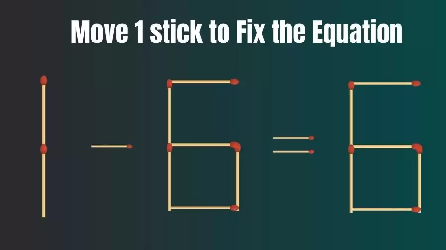Brain Teaser: 1-6=6 Move Only 1 Matchstick To Fix The Equation