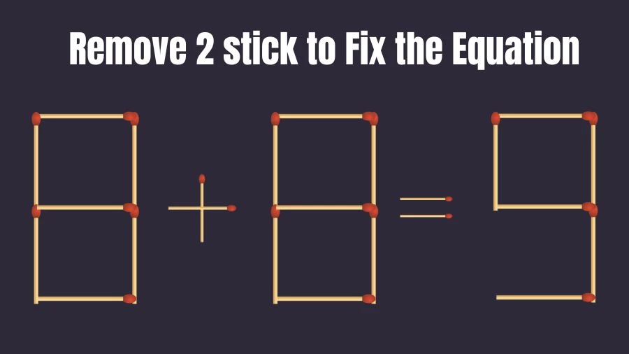 Brain Teaser: 8+8=9 Remove 2 Sticks To Fix The Equation