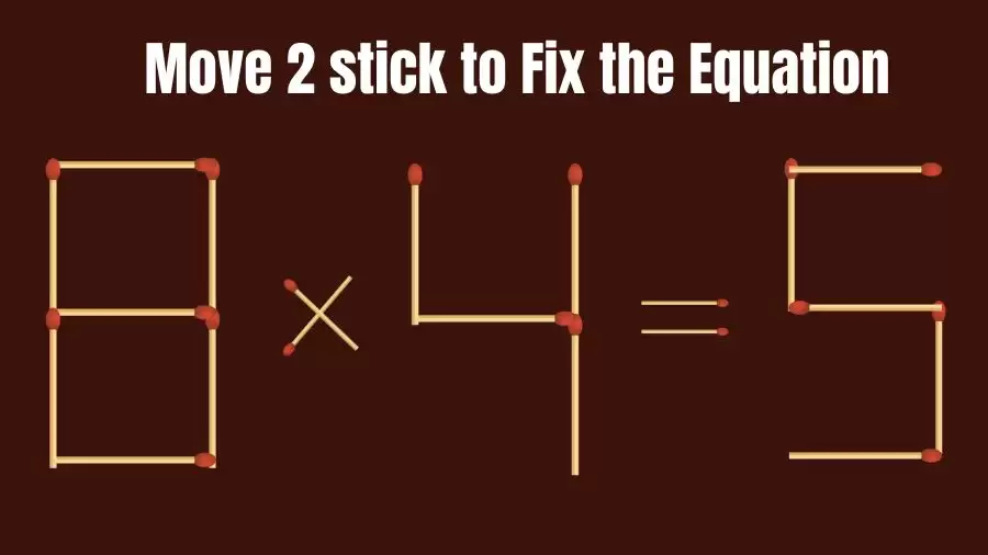 Brain Teaser: 8x4=5 Move 2 Sticks To Fix The Equation