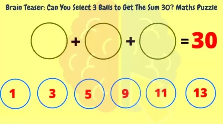 Brain Teaser for Geniuses: Can You Select 3 Balls to Get The Sum 30?