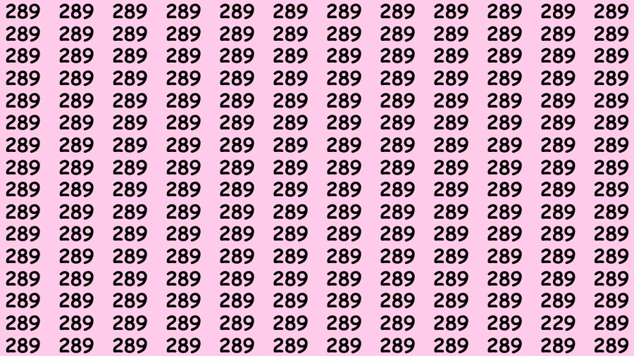 Observation Visual Test: If you have Eagle Eyes Find the Number 229 among 289 in 15 Secs