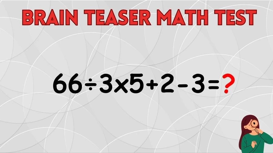 Brain Teaser Math IQ Test: Solve 66÷3x5+2-3