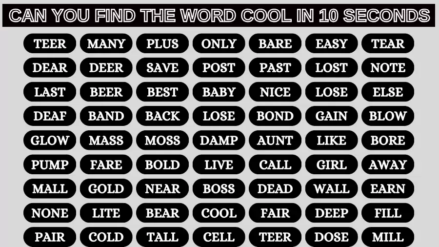 Optical Illusion Brain Challenge: If You Have Hawk Eyes Find the Word Cool in 15 Seconds