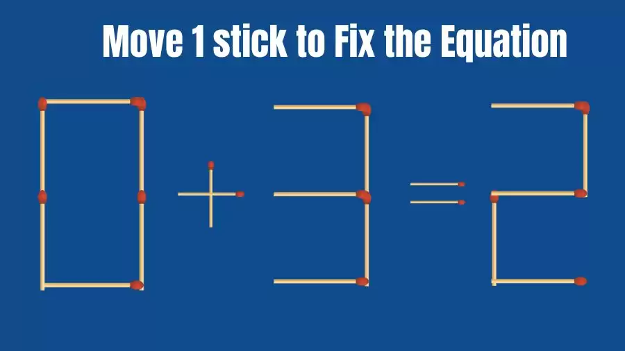 Brain Teaser: 0+3=2 Fix The Equation By Moving 1 Stick