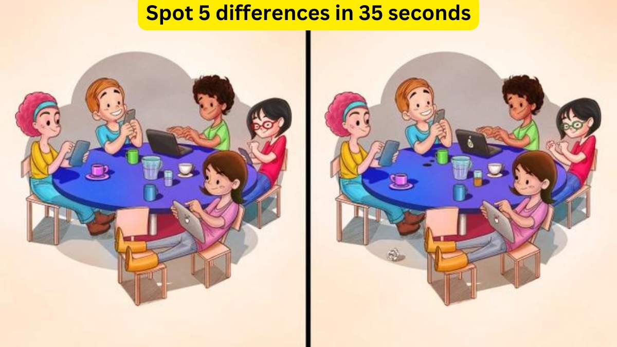 Spot 5 differences in the dinner picture in 35 seconds