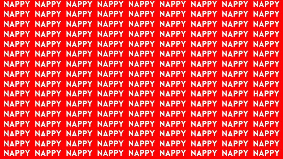 Test Your Eyes with this optical illusion find Word Happy among Nappy in 10 secs