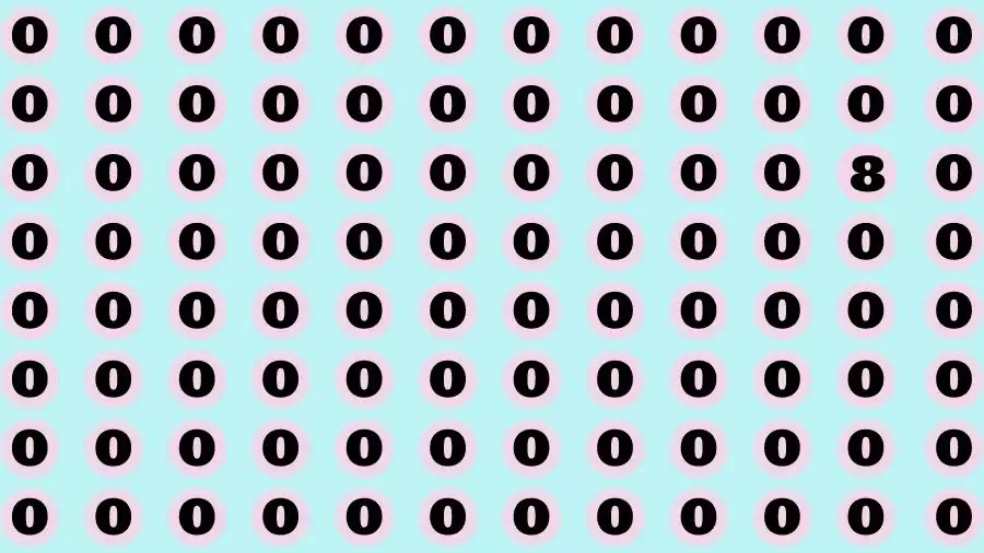 Observation Brain Test: If you have 50/50 Vision Find the Number 8 among 0 in 15 Secs