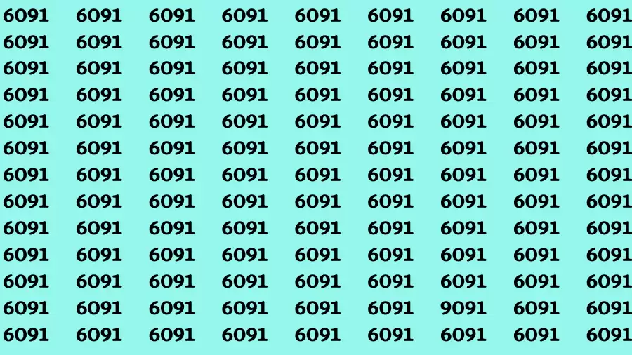 Observation Brain Test: If you have 50/50 Vision Find the Number 9091 among 6091 in 15 Secs