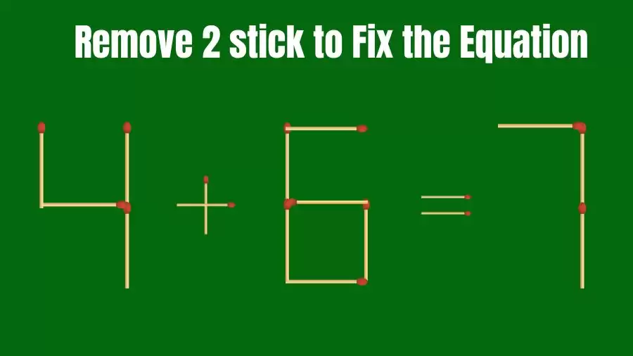 Matchstick Brain Teaser: 4+6=7 Remove 2 Matchsticks to Fix the Equation