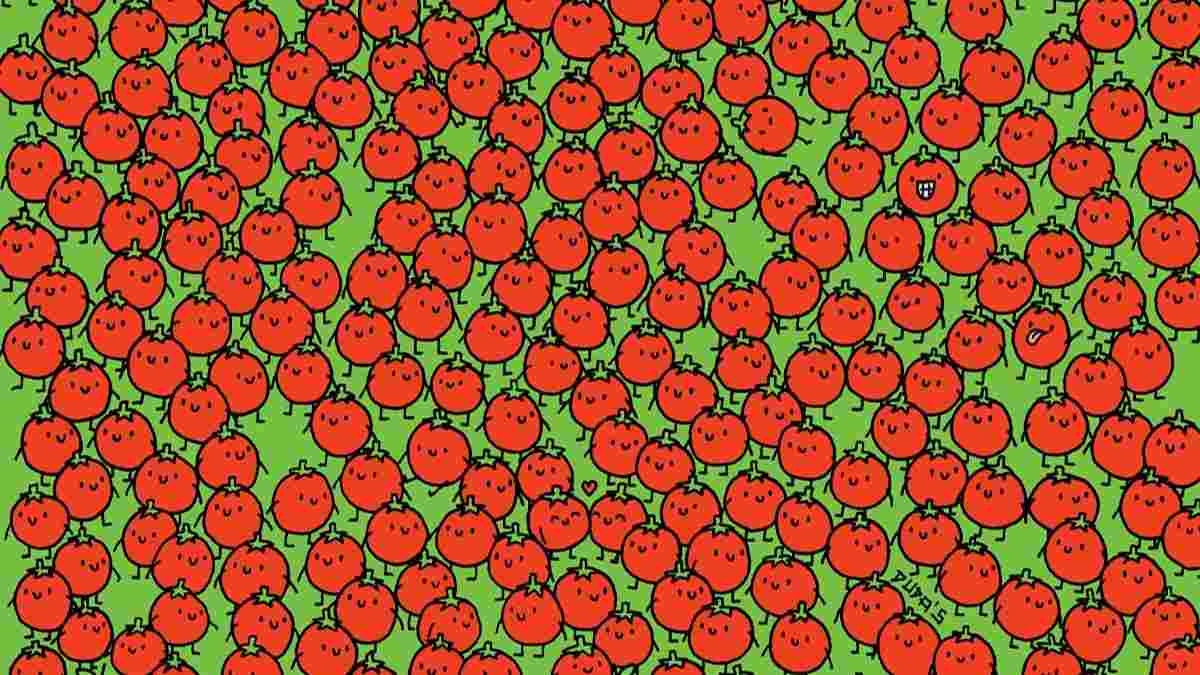 Can you spot the hidden three apples in the Tomato Farm?