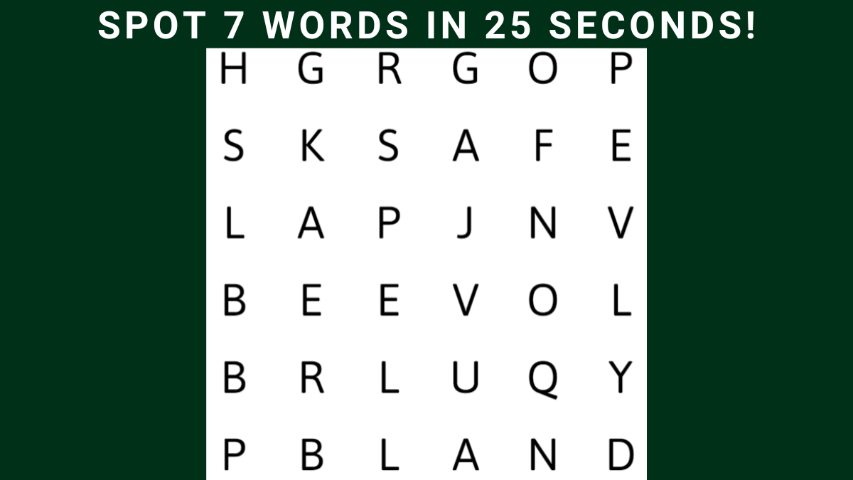 Word Search Puzzle: Spot 7 Words Hidden In The Image In 25 Seconds!