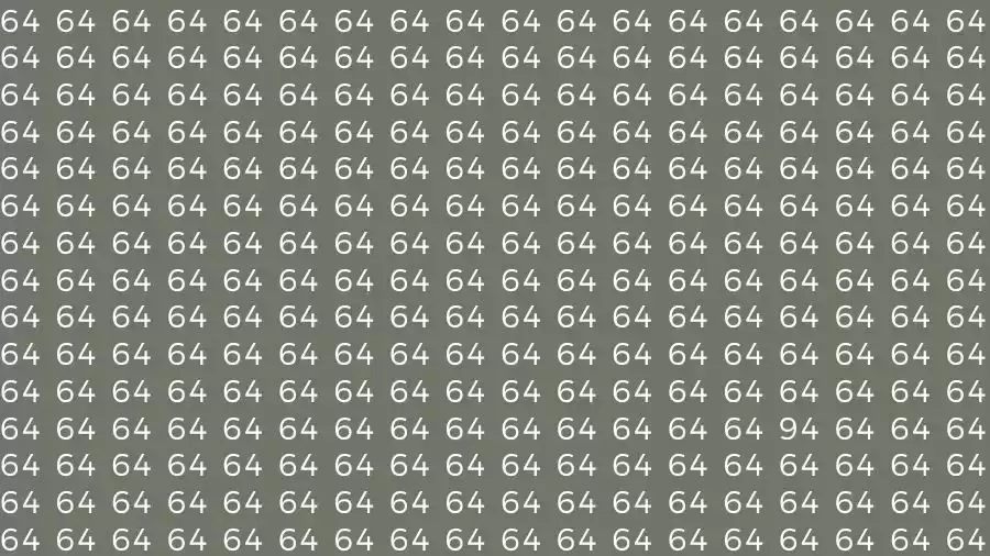 Observation Skill Test: If you have Eagle Eyes Find the number 94 among 64 in 9 Seconds?