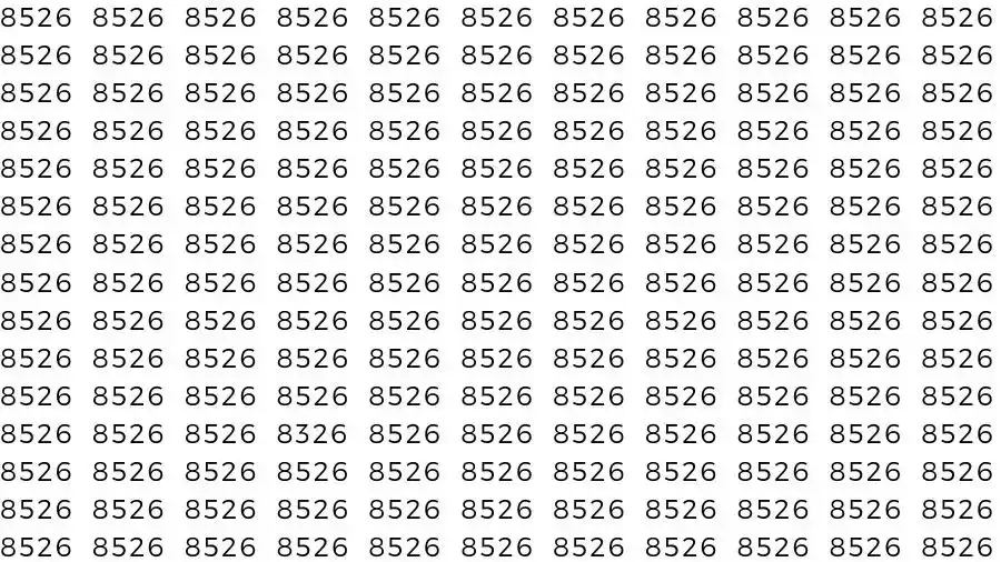 Optical Illusion Brain Test: If you have Eagle Eyes Find the number 8326 among 8526 in 15 Seconds?
