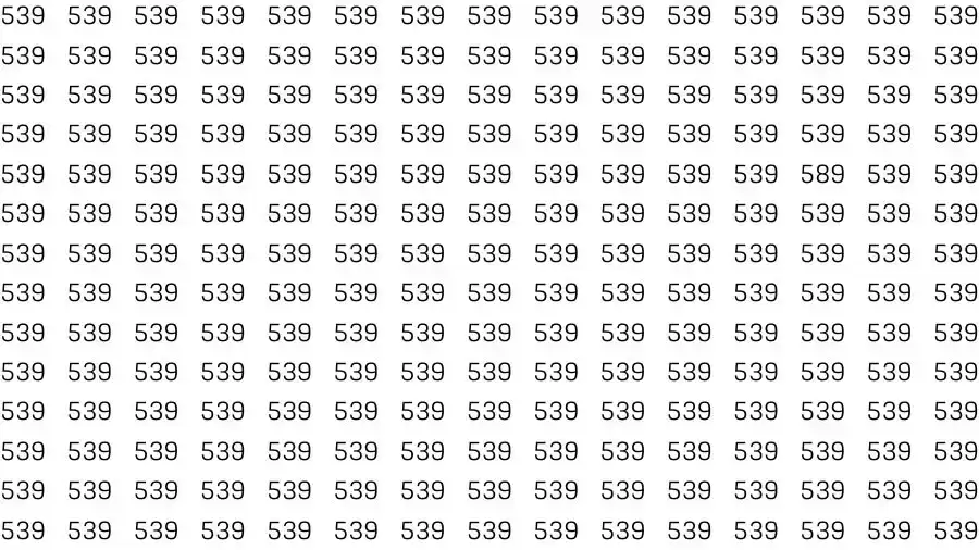 Optical Illusion Brain Challenge: If you have 50/50 Vision Find the number 589 among 539 in 10 Seconds?