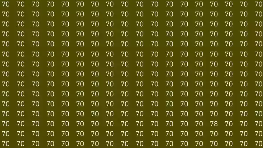 Observation Skill Test: If you have Hawk Eyes Find the number 78 among 70 in 10 Seconds?