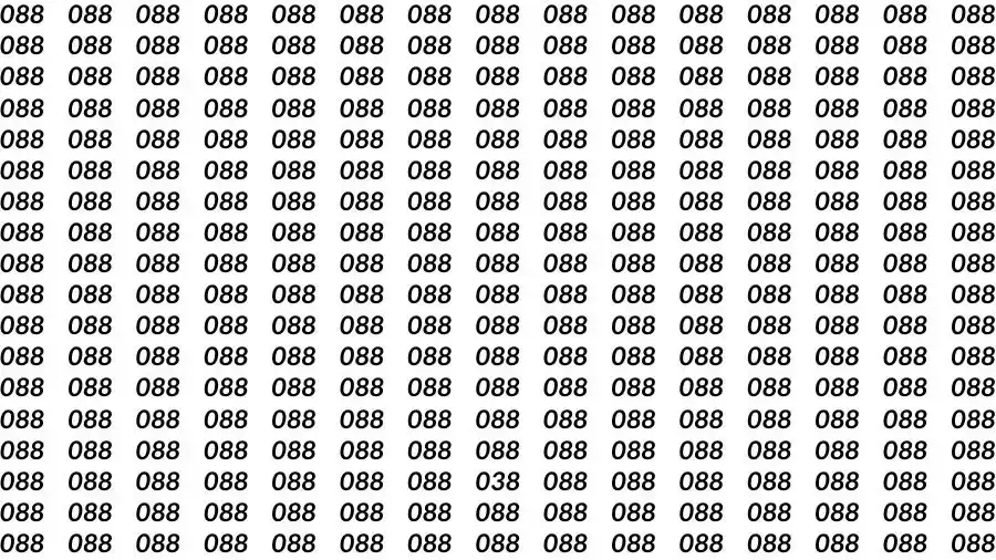 Optical Illusion Brain Test: If you have Sharp Eyes Find the number 038 among 088 in 12 Seconds?
