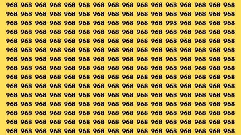 Optical Illusion Visual Test: If you have Sharp Eyes Find the Number 998 in 20 Secs