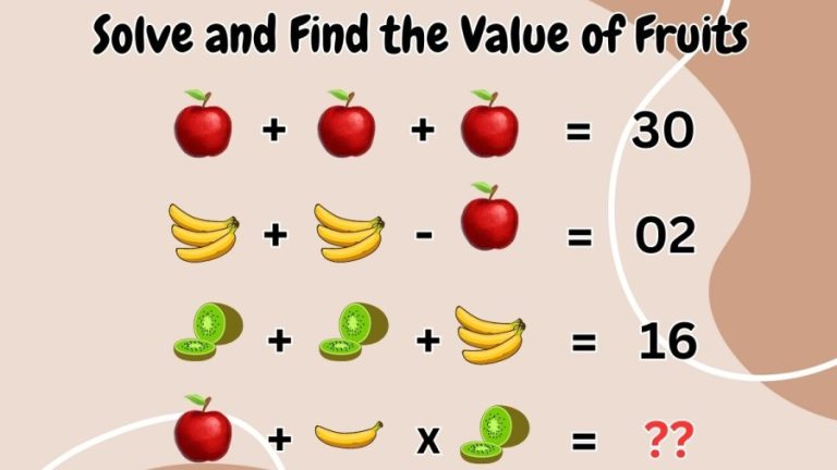 Brain Teaser for Genius Minds: Solve and Find the Value of Fruits