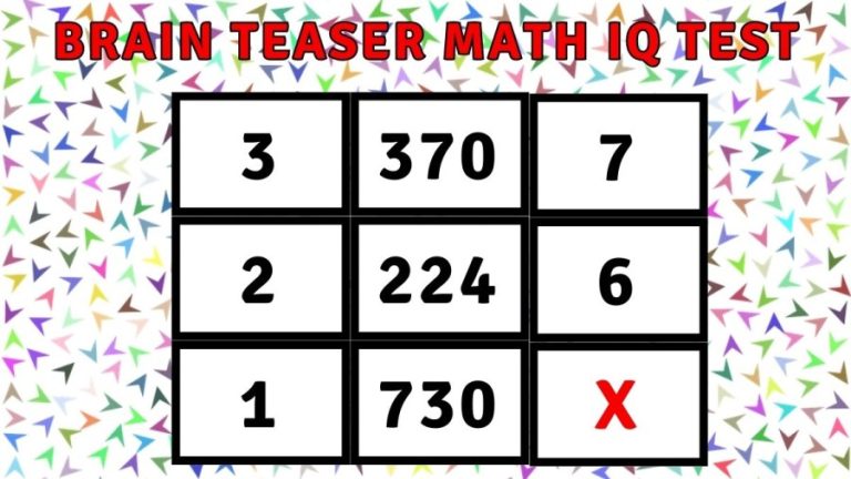 Brain Teaser Math IQ Test: Find the Value of X